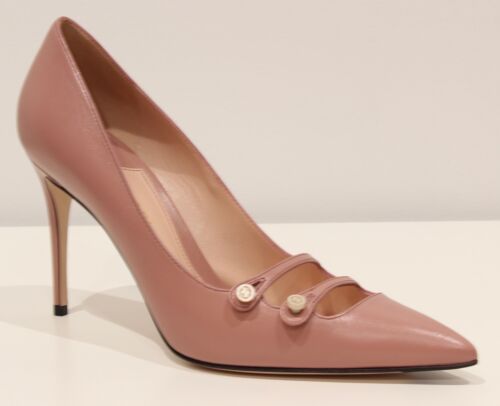 NEW/AUTHENTIC GUCCI 408247 Leather Stiletto Pumps, Pink Sz 40/10 US