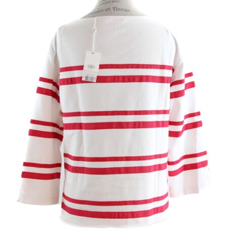 NWT $225 TORY BURCH Red/White Kendall Top, Size S