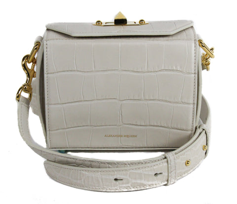 NEW ALEXANDER MCQUEEN Box 16 Silky Croc Embossed Convertible Crossbody Bag