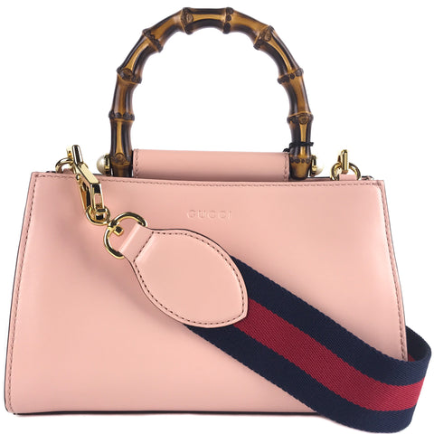 NEW GUCCI Nymphaea Mini Top Handle Leather Convertible Crossbody Bag, Pink