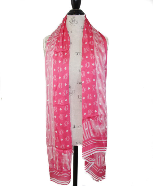 NEW MCM Monogram Visetos 100% Silk Print Scarf, Pink