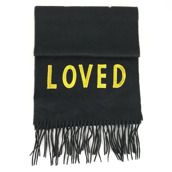NEW/AUTHENTIC GUCCI Sequin Loved Silk Cashmere Blend Scarf, Black/Yellow