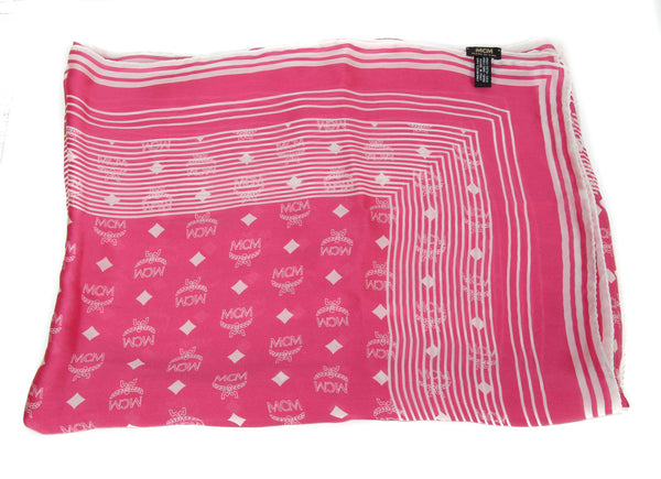 NEW MCM Monogram Visetos 100% Silk Print Scarf, Pink