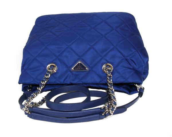 NEW PRADA Quilted Nylon Tote Crossbody Bag, Blue