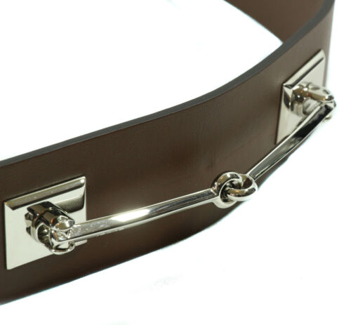 NEW/AUTHENTIC GUCCI 363024 Leather Horsebit Waist Belt, Brown 75-30 DISPLAY