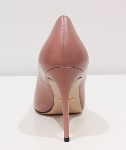 NEW/AUTHENTIC GUCCI 408247 Leather Stiletto Pumps, Pink Sz 39/9 US