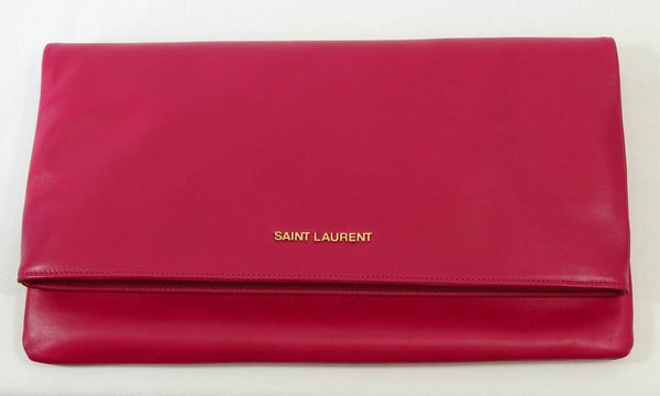 NEW YSL SAINT LAURENT 328193 BO New Pochette Foldover Clutch Bag, Fuchsia