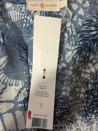 NWT $275 TORY BURCH Texture Tunic, Baltic Sea Dream Sz 4