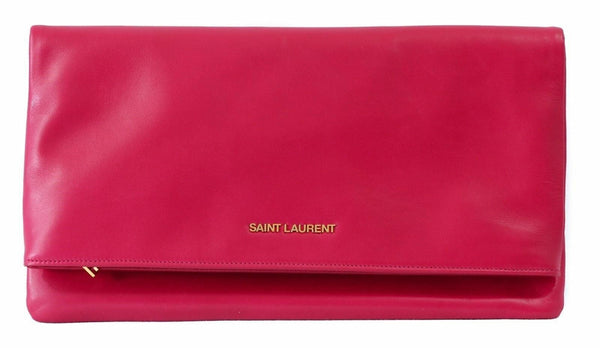 NEW YSL SAINT LAURENT 328193 BO New Pochette Foldover Clutch Bag, Fuchsia