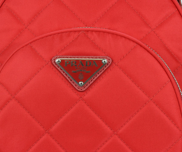 NEW PRADA Zaino Quilted Nylon Backpack Bag, Red