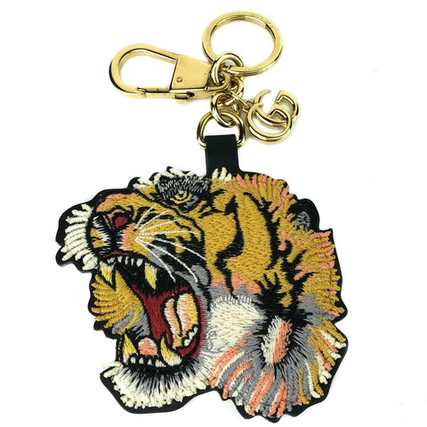 NEW/AUTHENTIC GUCCI Patch Tiger GG Supreme Key Chain, Multicolor