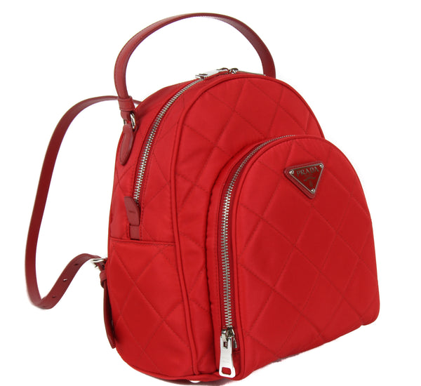 NEW PRADA Zaino Quilted Nylon Backpack Bag, Red