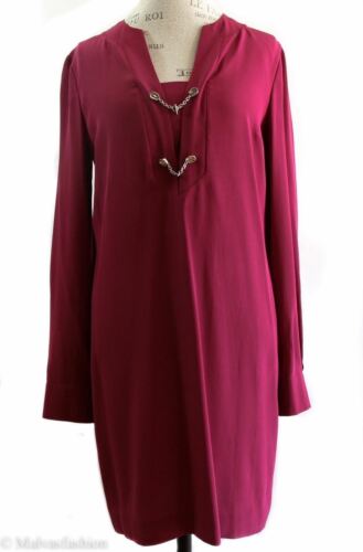 NEW/AUTHENTIC $1395 GUCCI 362040 Silk Long Sleeve Dress, Geranio Sz 6 US 42G