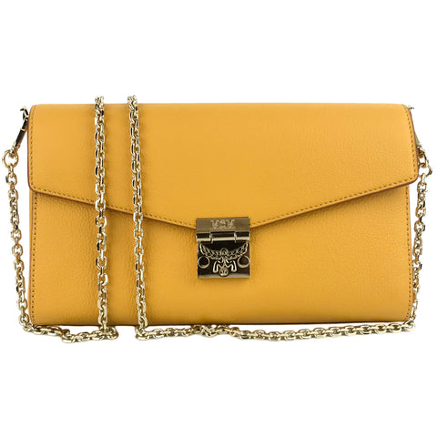 New MCM Medium Millie Leather Crossbody, Golden Mango