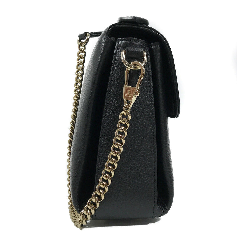 Gucci Interlocking G Black Leather Chain Shoulder Bag 510302