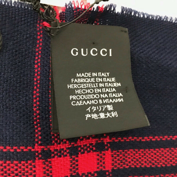 NEW/AUTHENTIC GUCCI 100% Wool Tartan Roses Scarf, Multicolor