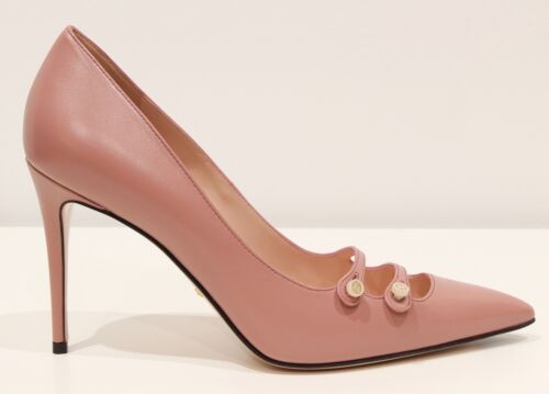 NEW/AUTHENTIC GUCCI 408247 Leather Stiletto Pumps, Pink Sz 40/10 US