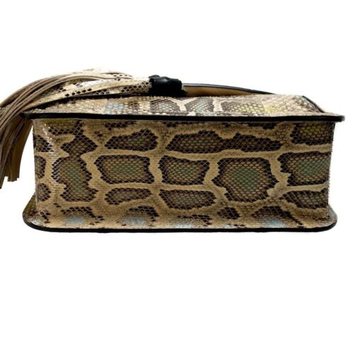 NEW/AUTHENTIC GUCCI 370826 Bamboo Daily Python Flap Shoulder Bag, Multicolor