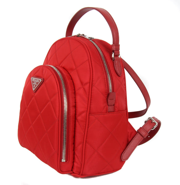 NEW PRADA Zaino Quilted Nylon Backpack Bag, Red