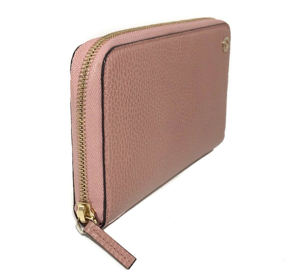 NEW/AUTHENTIC GUCCI 449347 Interlocking G Leather Zip around Wallet, Pink