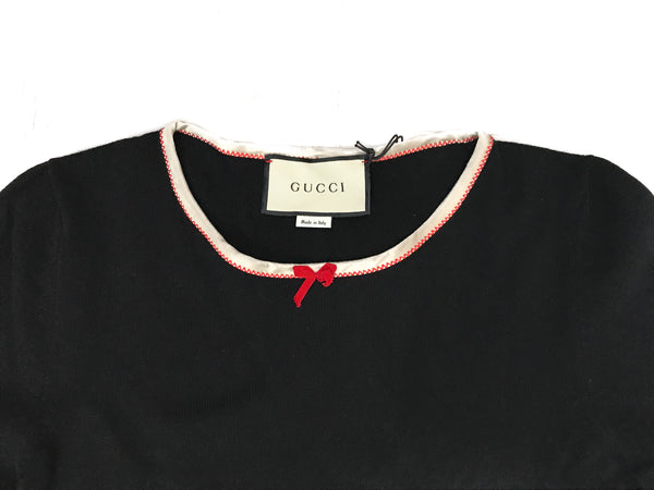 NEW GUCCI 501401 Women's Crewneck Cashmere Ribbon Sweater Top, Sz S