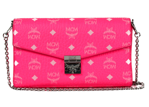 NEW MCM Visetos Coated Canvas Millie Crossbody Bag, Neon Pink