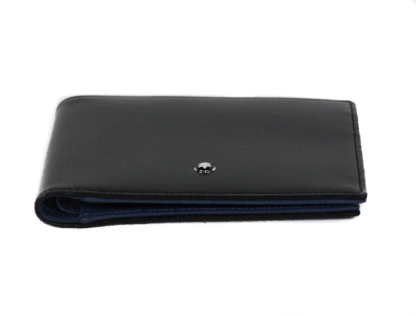 NEW MONTBLANC Men's Meisterstuck Leather Bifold Wallet, Black/Blue