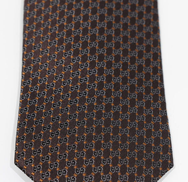 NEW/AUTHENTIC GUCCI 349391 Men’s Interlocking GG Woven 100% Silk Tie, Brown