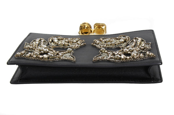 NEW ALEXANDER MCQUEEN Two Ring Knuckle Embroidery Leather Clutch