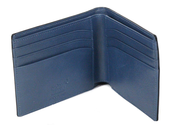 NEW MONTBLANC Men's Meisterstuck Leather Bifold Wallet, Black/Blue