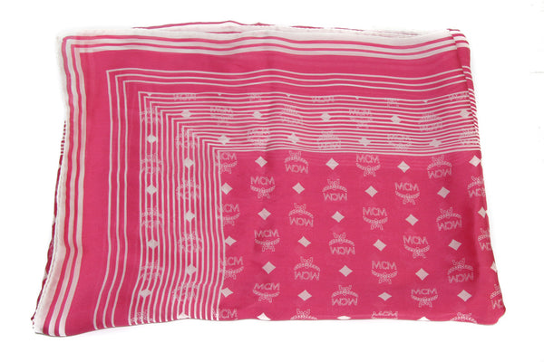 NEW MCM Monogram Visetos 100% Silk Print Scarf, Pink