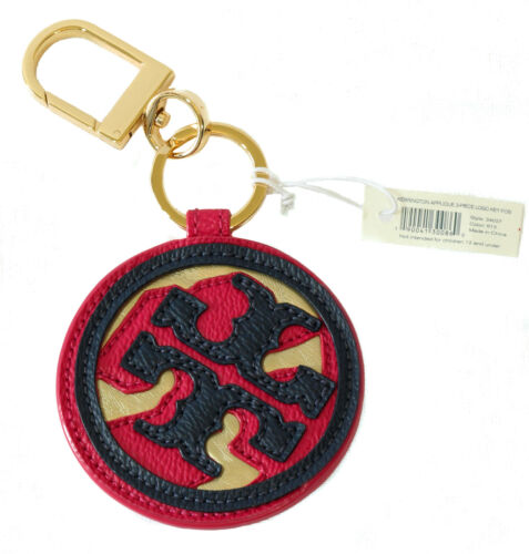 NIB Tory Burch Kerrington Applique 3 Piece Logo Key FOB, Multicolor