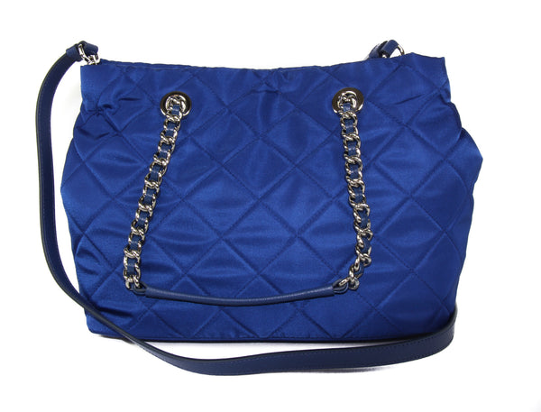 NEW PRADA Quilted Nylon Tote Crossbody Bag, Blue