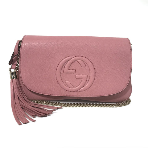 NEW GUCCI 536224 Soho Leather Crossbody Bag, Pink