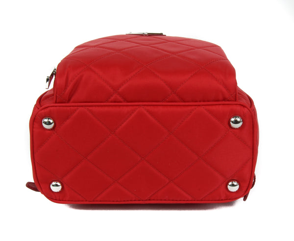 NEW PRADA Zaino Quilted Nylon Backpack Bag, Red