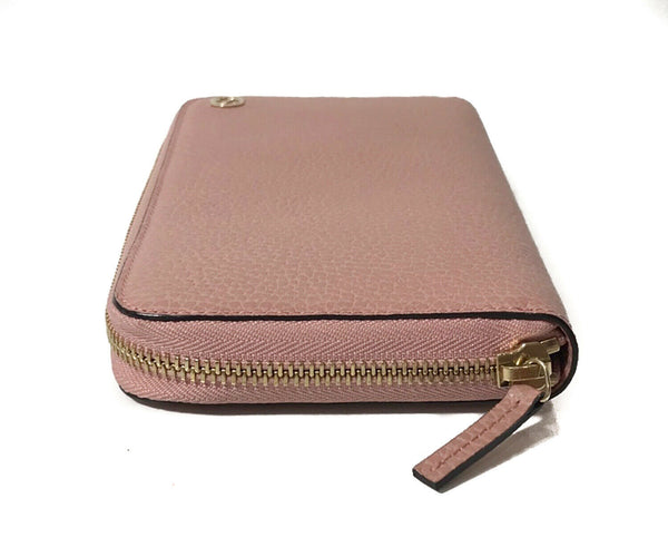 NEW/AUTHENTIC GUCCI 449347 Interlocking G Leather Zip around Wallet, Pink