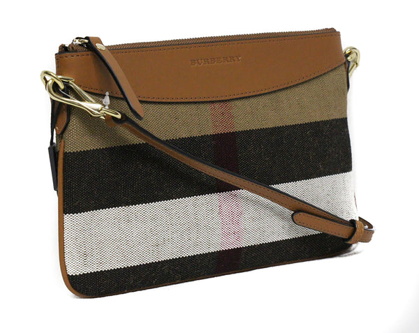 NEW BURBERRY Penhurst Canvas Check Peyton Wristlet Crossbody Bag