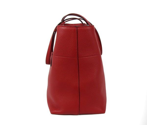 NEW PRADA Vitello Phenix Leather Shopping Tote Handbag, Red