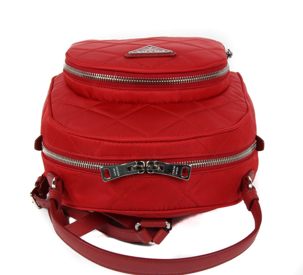 NEW PRADA Zaino Quilted Nylon Backpack Bag, Red