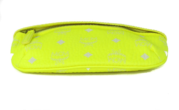NEW MCM Visetos Small Coated Canvas Crossbody Convertible Waist Bag, Neon Yellow