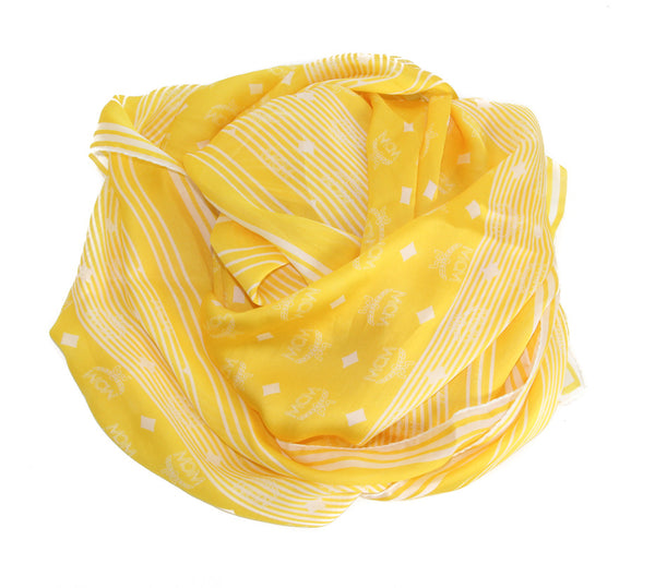 NEW MCM Monogram Jacquard Visetos Scarf, Yellow