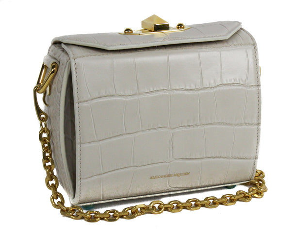 NEW ALEXANDER MCQUEEN Box 16 Silky Croc Embossed Convertible Crossbody Bag