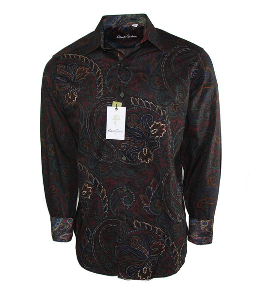 NWT ROBERT GRAHAM Men's Classic Fit Carlyle Cotton Shirt, Sz M