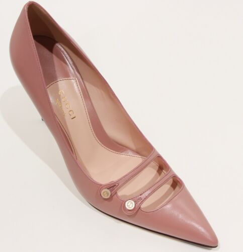 NEW/AUTHENTIC GUCCI 408247 Leather Stiletto Pumps, Pink Sz 40/10 US