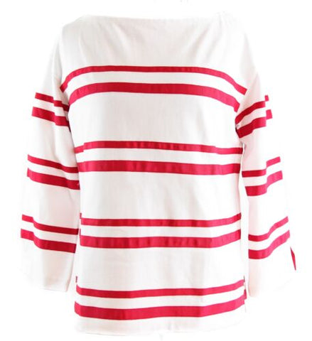 NWT $225 TORY BURCH Red/White Kendall Top, Size S