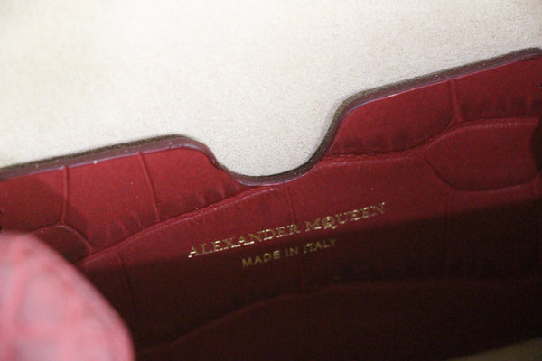 NEW ALEXANDER MCQUEEN Box 16 Silky Croc Embossed Convertible Crossbody Bag