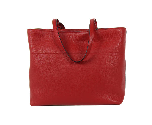 NEW PRADA Vitello Phenix Leather Shopping Tote Handbag, Red