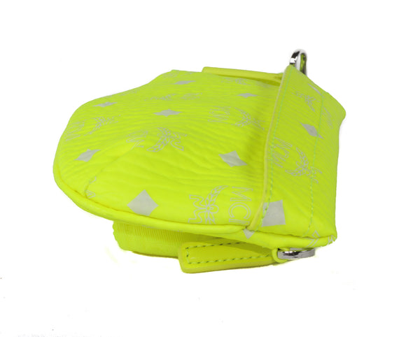 NEW MCM Visetos Small Coated Canvas Crossbody Convertible Waist Bag, Neon Yellow