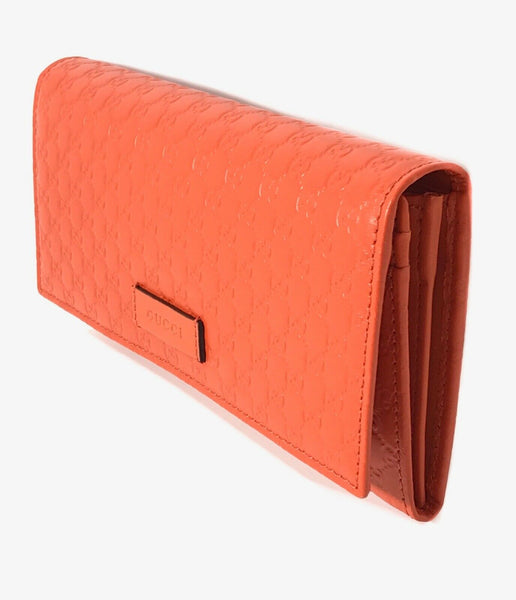 NEW/AUTHENTIC GUCCI 449396 Leather Microguccissima Continental Wallet, Orange