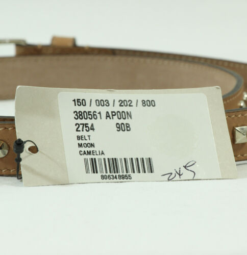 NEW/AUTHENTIC GUCCI 380561 Studded Leather Belt, Camelia 90-36